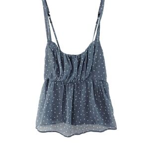Abercrombie & Fitch Top Womens‎ S Blue Polka Dot Coquette Fairy Babydoll Peplum